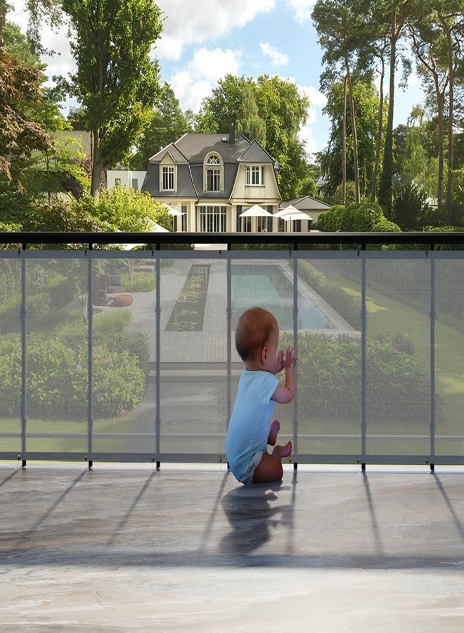 HIPPO Baby Safety Net for Balcony & Staircase Railing Guard for Kids Safety Banister for Toddler Stairway Safety Net Protector (Grey, 0.8MTX4MT) - Image 2